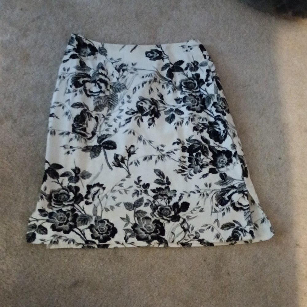 Black and White A-line Midi Skirt